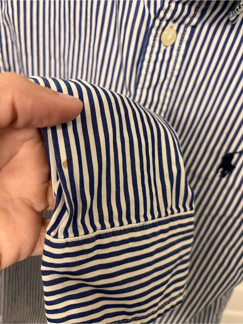 Ralph Lauren Blue and White Vertical Stripe Button-Down Shirt